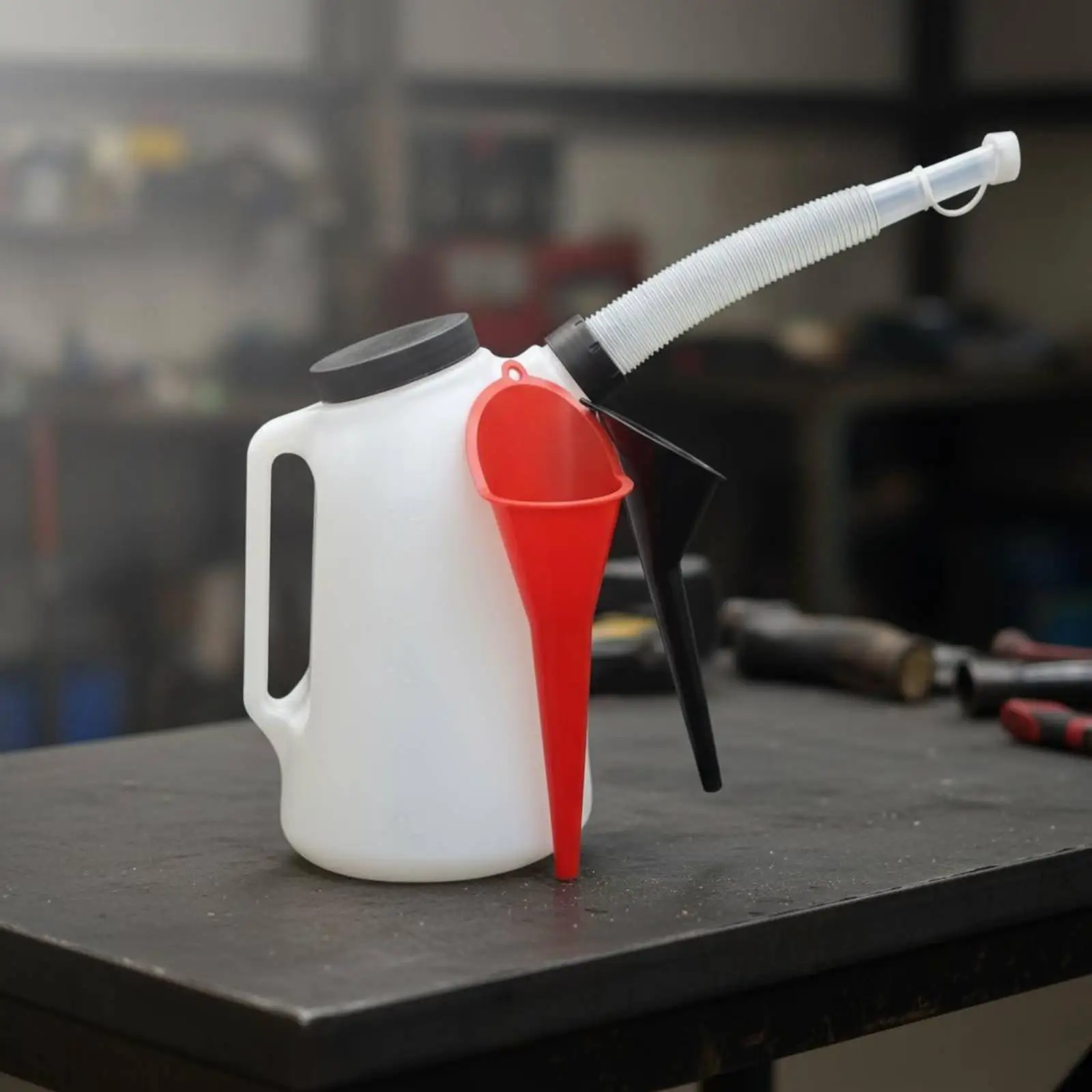 Manual Oil Filler Heavy Duty 4L Fluid Dispenser Kit Oil Jug with Scale Markings for Workshop Engine Refills