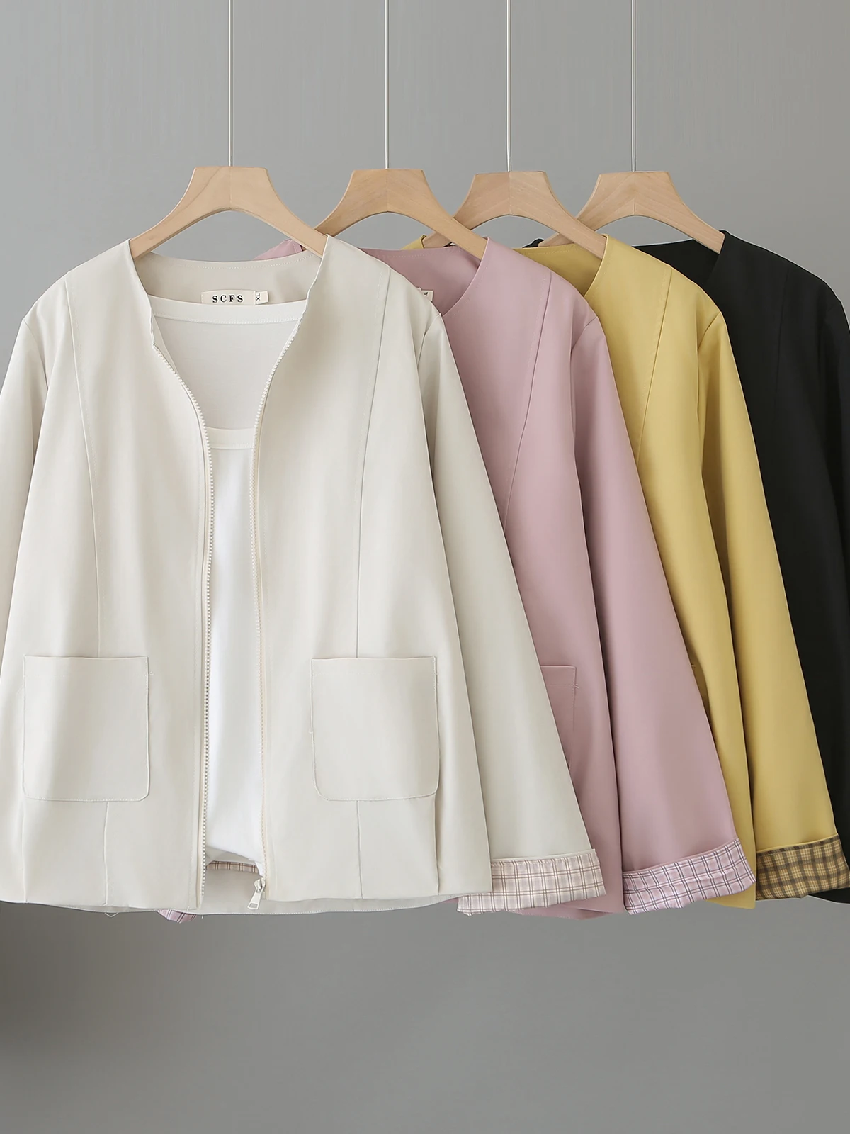 

Spring 2026 Luxury Color Block Sleeve Short Jacket Loose Women's Open Cardigan Small Size Versatile Coat Top Polyester Fiber