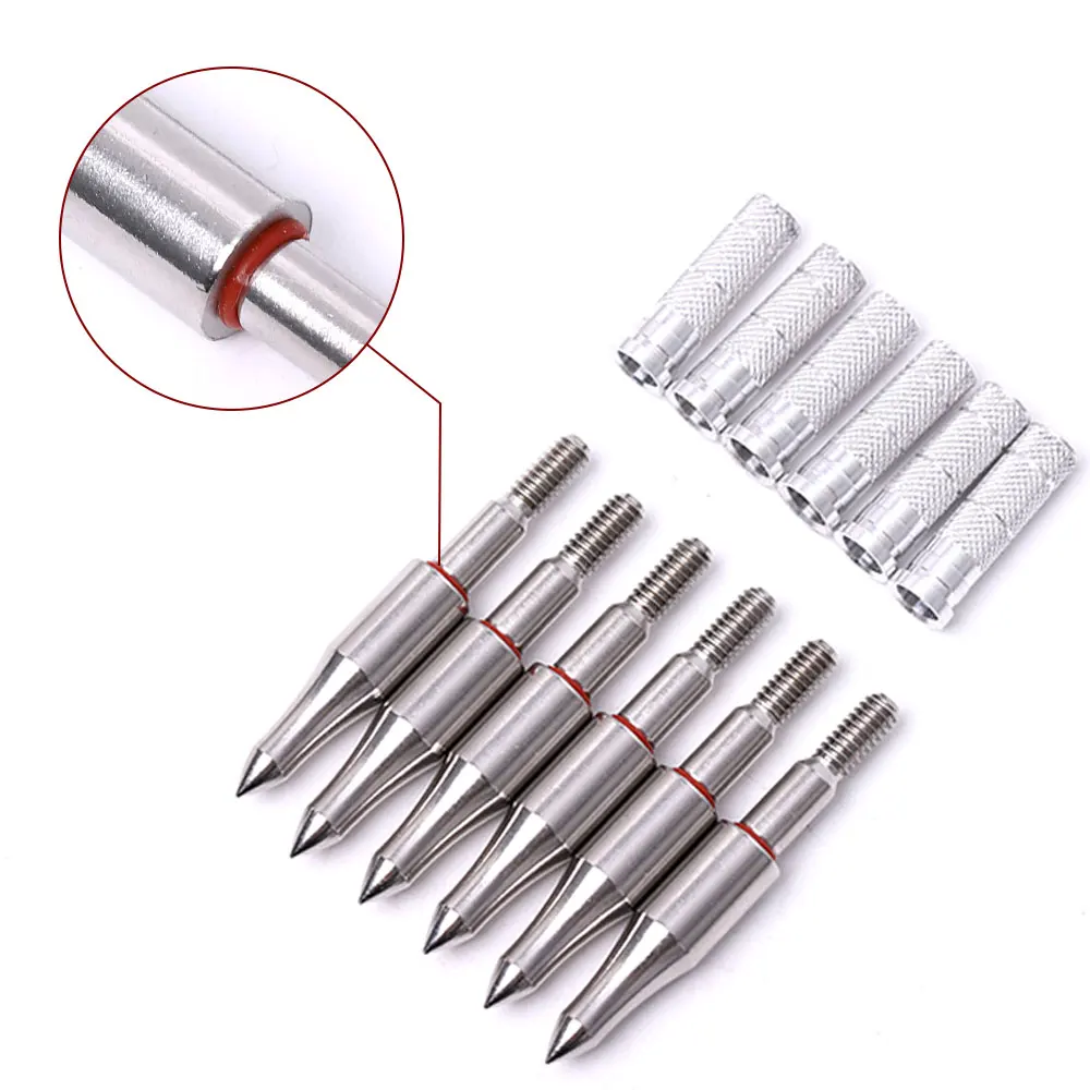 6/12pcs DIY 75 100 125 150 200 250 300 Grain Stainless Steel Arrow Point Tip For OD7.6mm 7.9mm Arrow Shaft  Broadhead Arrow Head