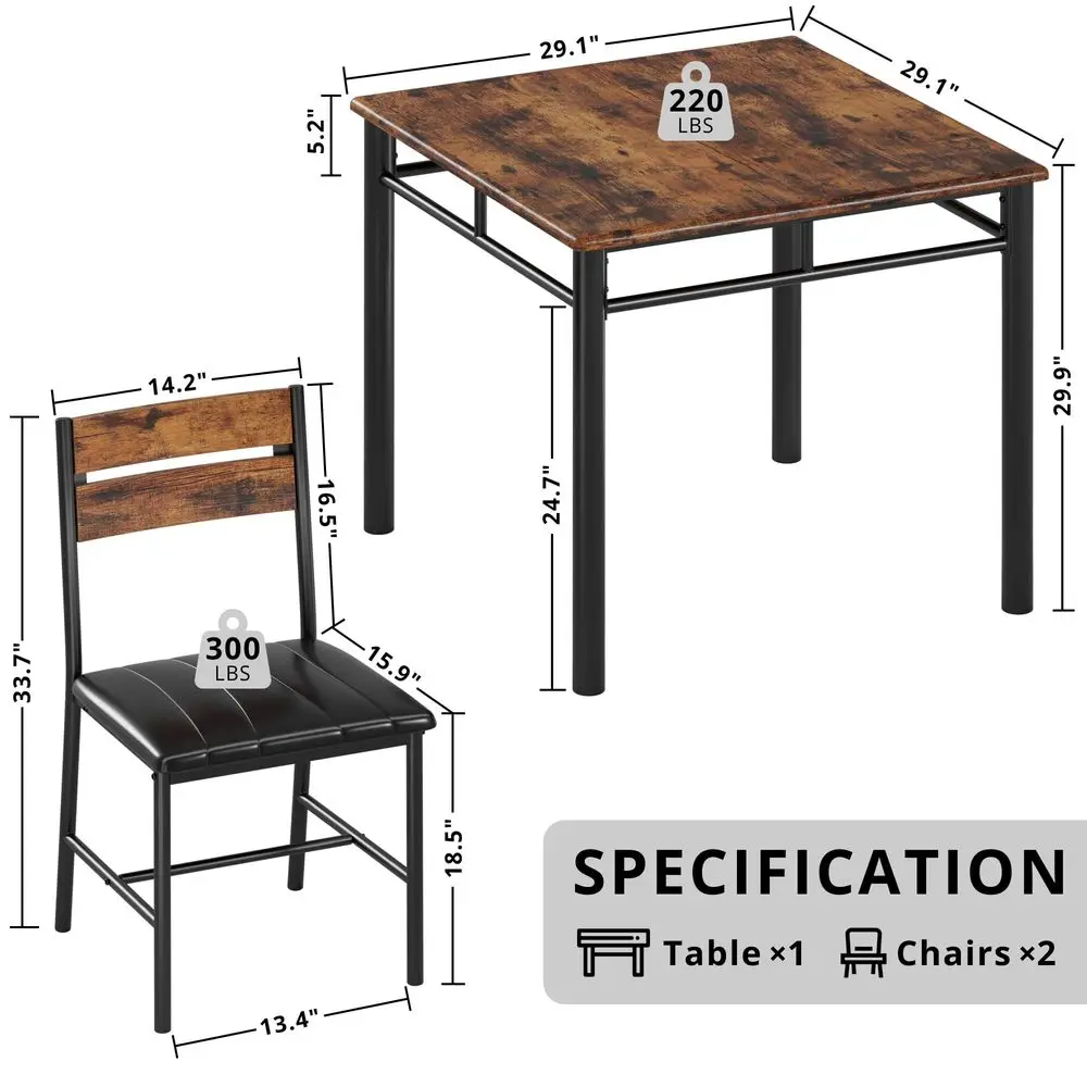 

Dining Table Set for 2, Small Kitchen Table with Upholstered Chairs Dinning Table Set for Kitchen amp Dining Room, Compact Dini