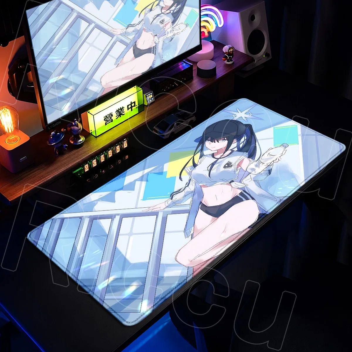 Office Cabinet Carpet 900x400mm Rubber Accessories Washable Keyboard Decoration Mat Joumae Saori Blue Archive Sexy Girl Mousepad