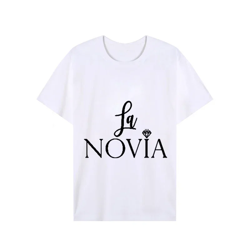 2024 T Shirt for Women Girl Bachelorette Hen Party T Shirts La Novia Spain Inscriptions Team Bride Femme Wedding Shower T-Shirt