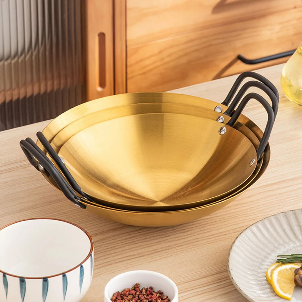 

Thickened Stainless Steel Pot Double Ear Non-Slip Anti-Scald Cooking Pan For Stove Outdoor Kitchen Wok