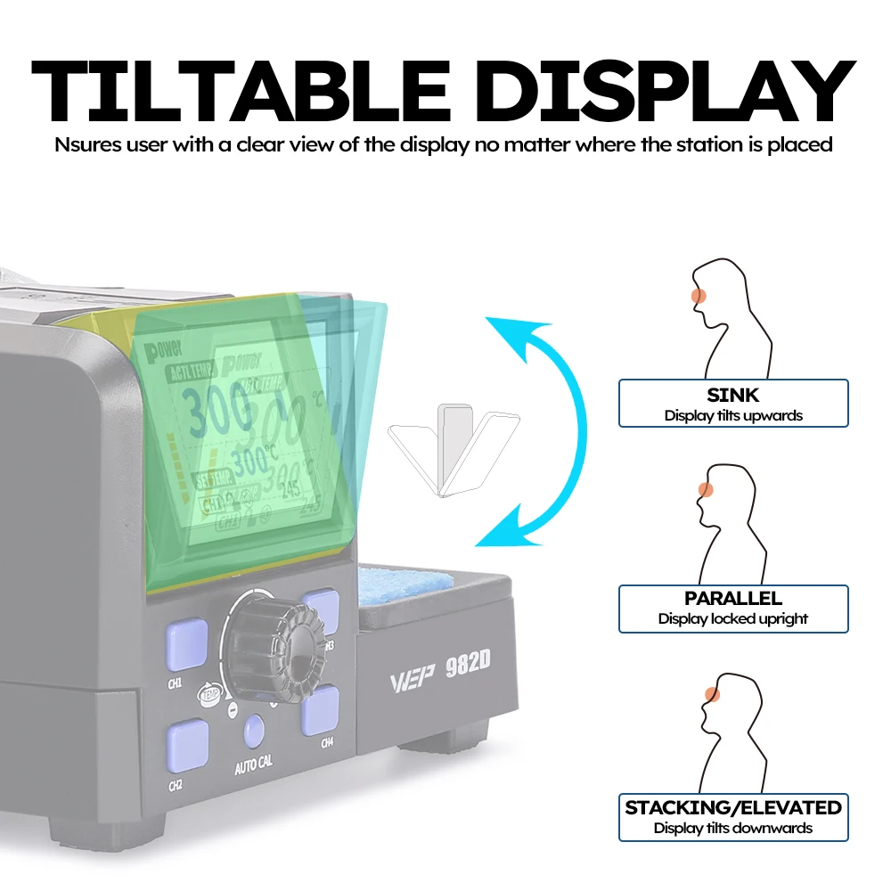 WEP 982D II 2 In 1 Precision Soldering Station LCD Digital Display Welding Rework Station Double Soldering Iron Kit