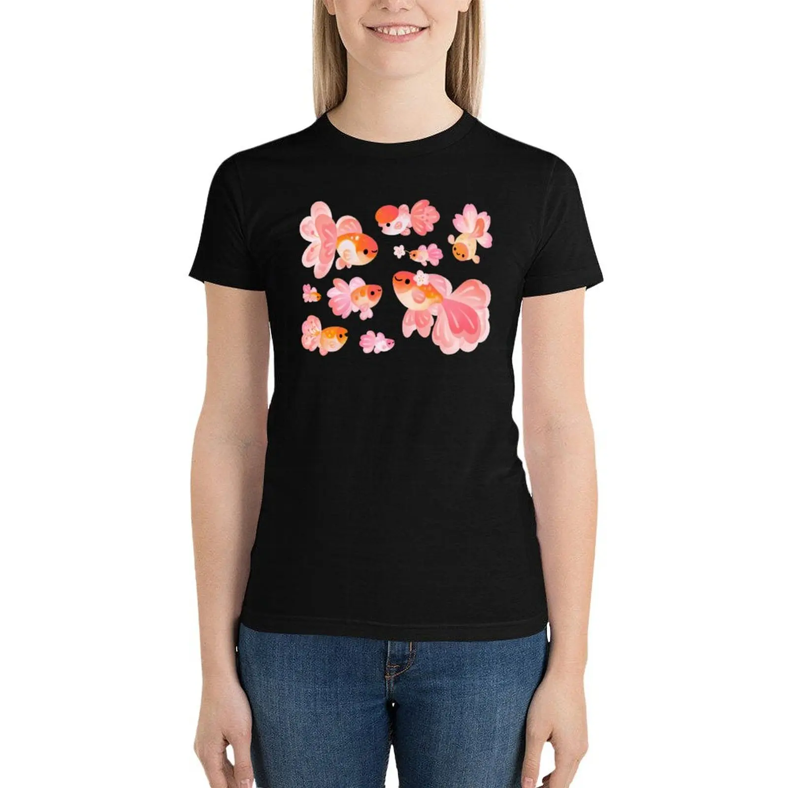 

Cherry Blossom Goldfish 2 T-Shirt oversized korean fashion aesthetic clothes vintage clothes tshirts for Women
