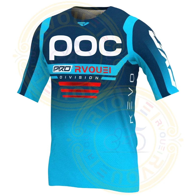 RVOUEI POC Off road Motorcycle Race Short sleeved Shirt Mountain Shirt MX Boys Motorcycle Clothing MTB Short T-shirt MTB Shirt