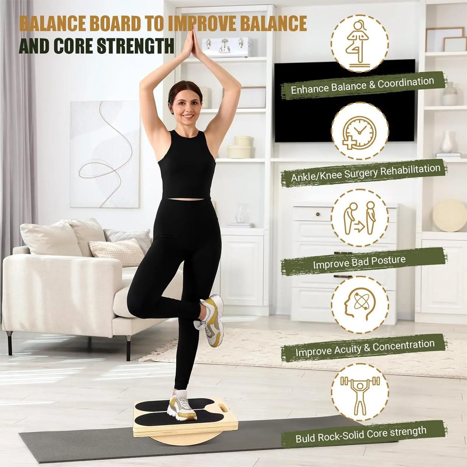 Wooden Slant Board Calf Stretcher -Angle Adjustable Fitness Gear for Women Men Post-Workout Home Gym Break Sports Training