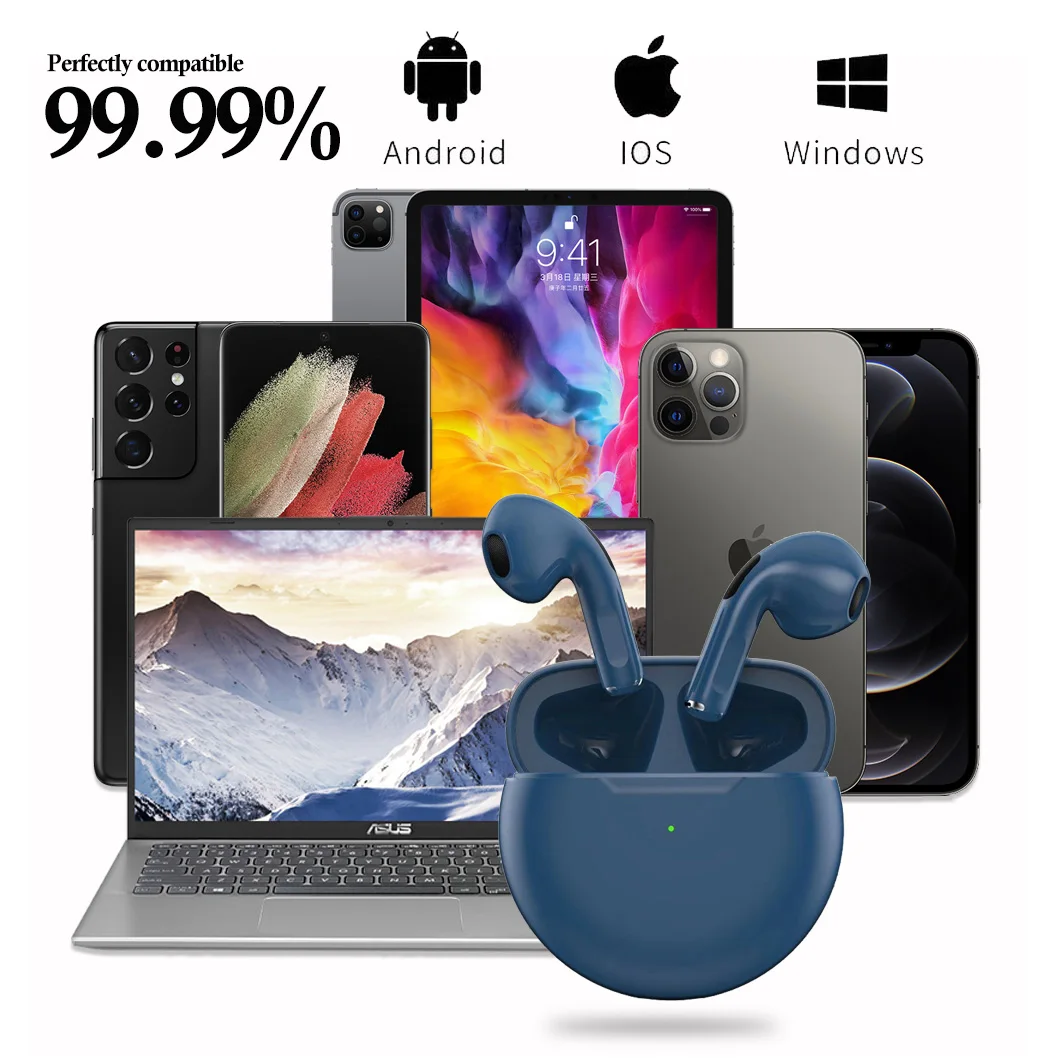 TWS Pro6หูฟังไร้สายบลูทูธ5.0หูฟังหูฟังกีฬาหูฟังกันน้ำสำหรับ Iphone Huawei Xiaomi สมาร์ทโฟน