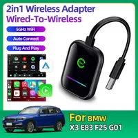 For BMW X3 E83 F25 G01 New Wired to Wireless CarPlay&Android 2in1 Smart Mini Box 5Ghz WiFi Bluetooth Auto Connect Plug and Play