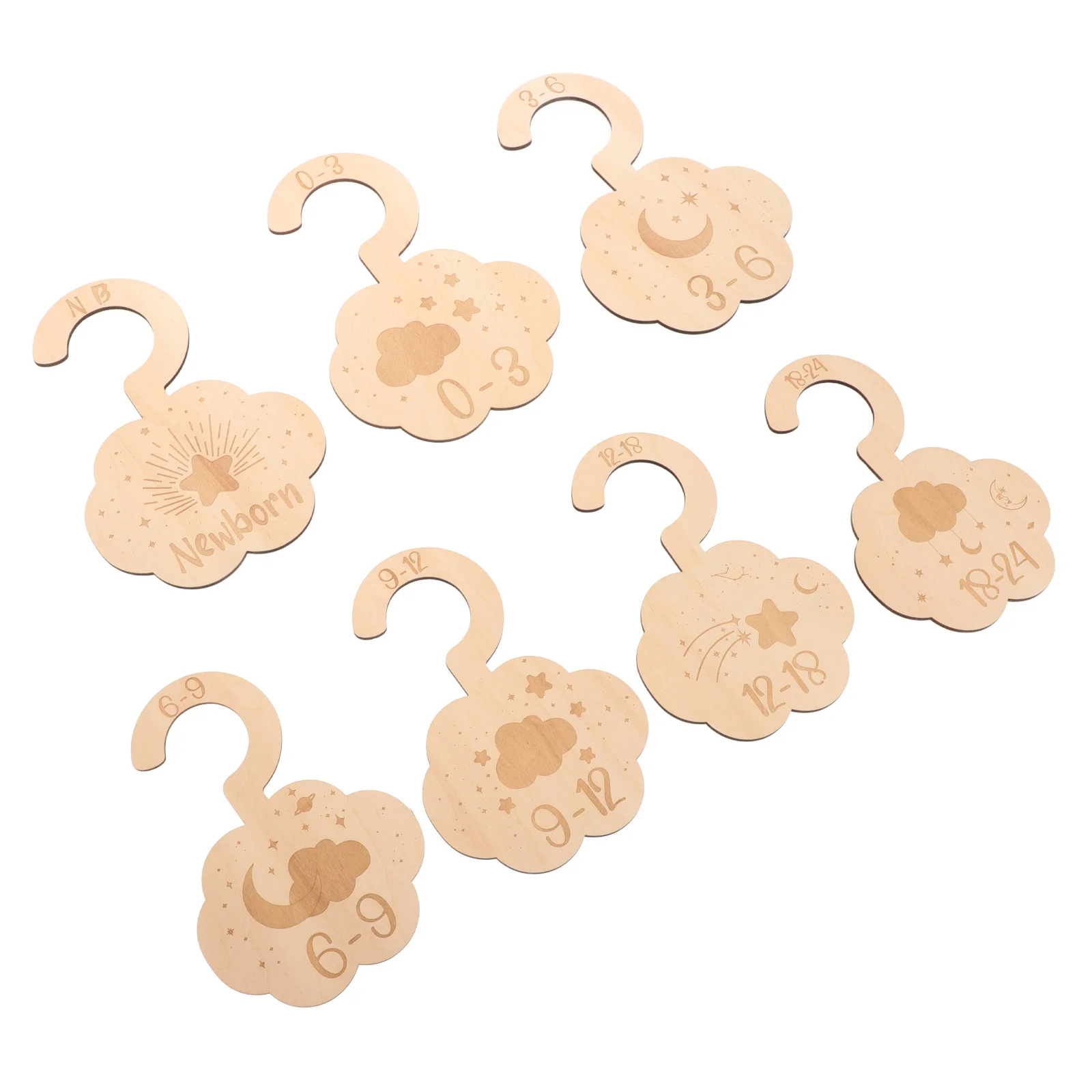 

7Pcs Wooden Closet Dividers for Clothes Neat and Tidy Nursery Organizer with Charming Pattern Wardrobe Divider