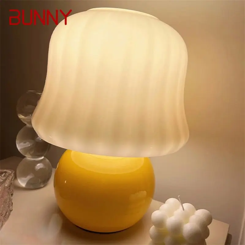 BUNNY Nordic Creative Table Lamp Modern LED Yellow Mushroom Desk Light Bedside Decorative for Home