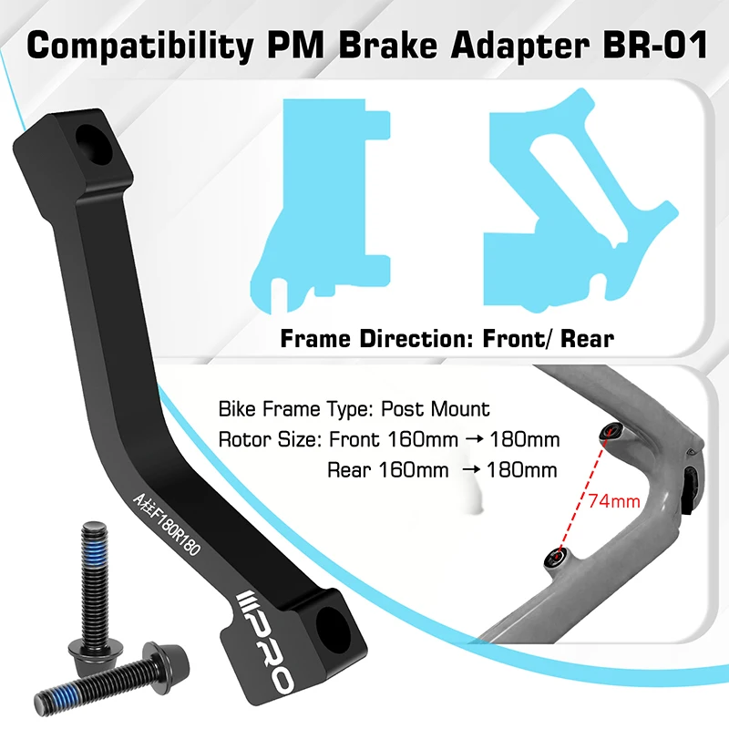 IIIPRO Bicycle Disc Brake Adapter Bike Disc Brake Converter 160MM Rotor Adapter To 140/180/203mm PM IS Brakes Caliper Adaptor - Image 2