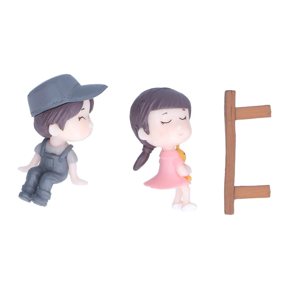 Synthetic Resin Mini Resin Human Figurines Grey Couple Ornaments Glass Container Miniature Doll Decor 1.89x2.28cm