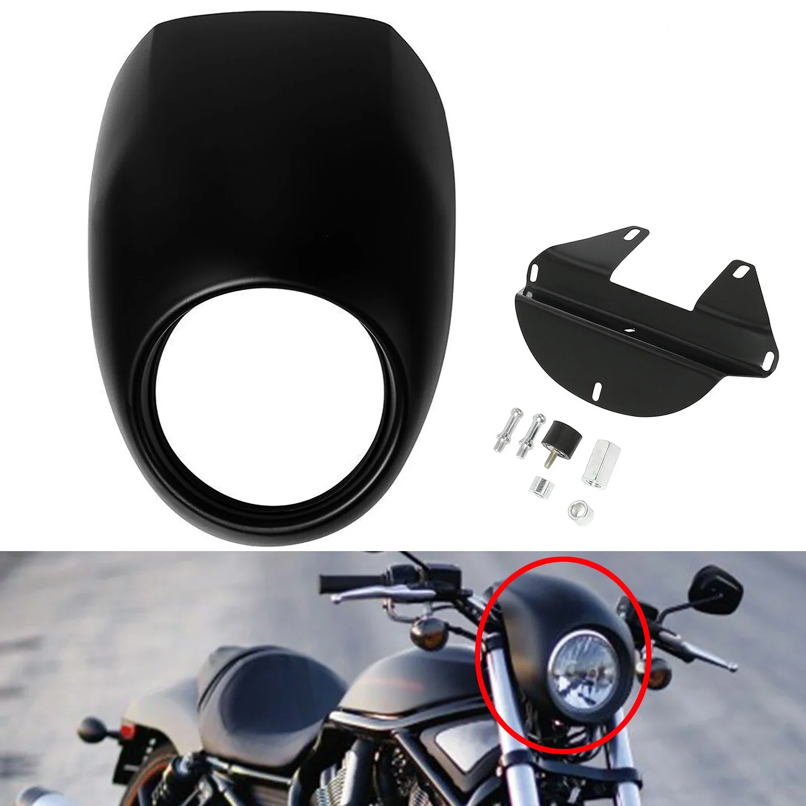 

Front Headlight Cover Shell Fairing Visor Cowl For Harley Sportster Dyna FX/XL 1973-up with 39mm narrow glide forks