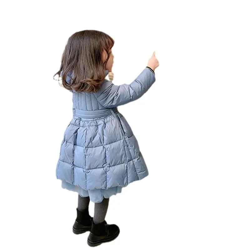 Kids Parkas 2026 Winter New Girl Down And Cotton Jacket With Western Style Thickening Baby Girl Korean Long Winter Coat