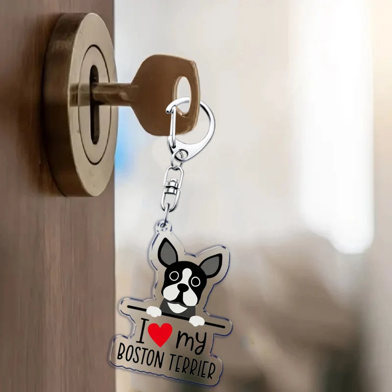 I Love My Dog Dachshund Pug Keychains Keyring for Accessories Bag Cute Dog Boxer Corgi Pendant Keyring Jewelry Fans Gifts