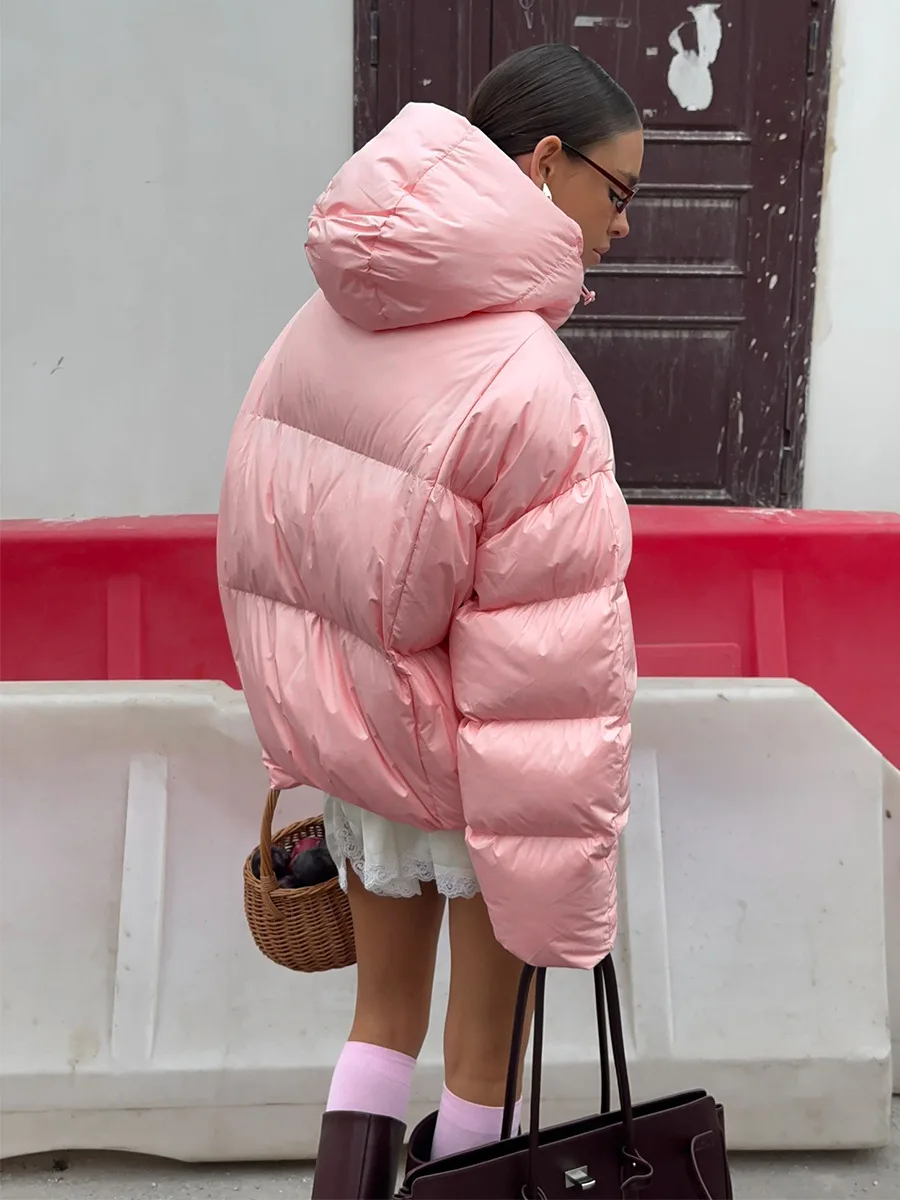 جديد 2025 موضة معطف مبطّن بقلنسوة المرأة عادية سستة رقيق مقنعين قميص قطني بكم طويل سترة قصيرة الخريف الشتاء ملابس خارجية