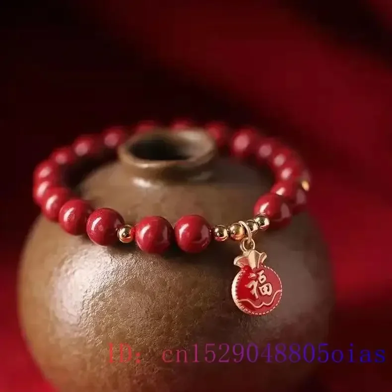 UMQ Cinnabar Lucky Bracelet Designer Luxury Bead Amulets Talismans Bangle Charm Bracelet Man Natural Beaded Jewelry Amulet