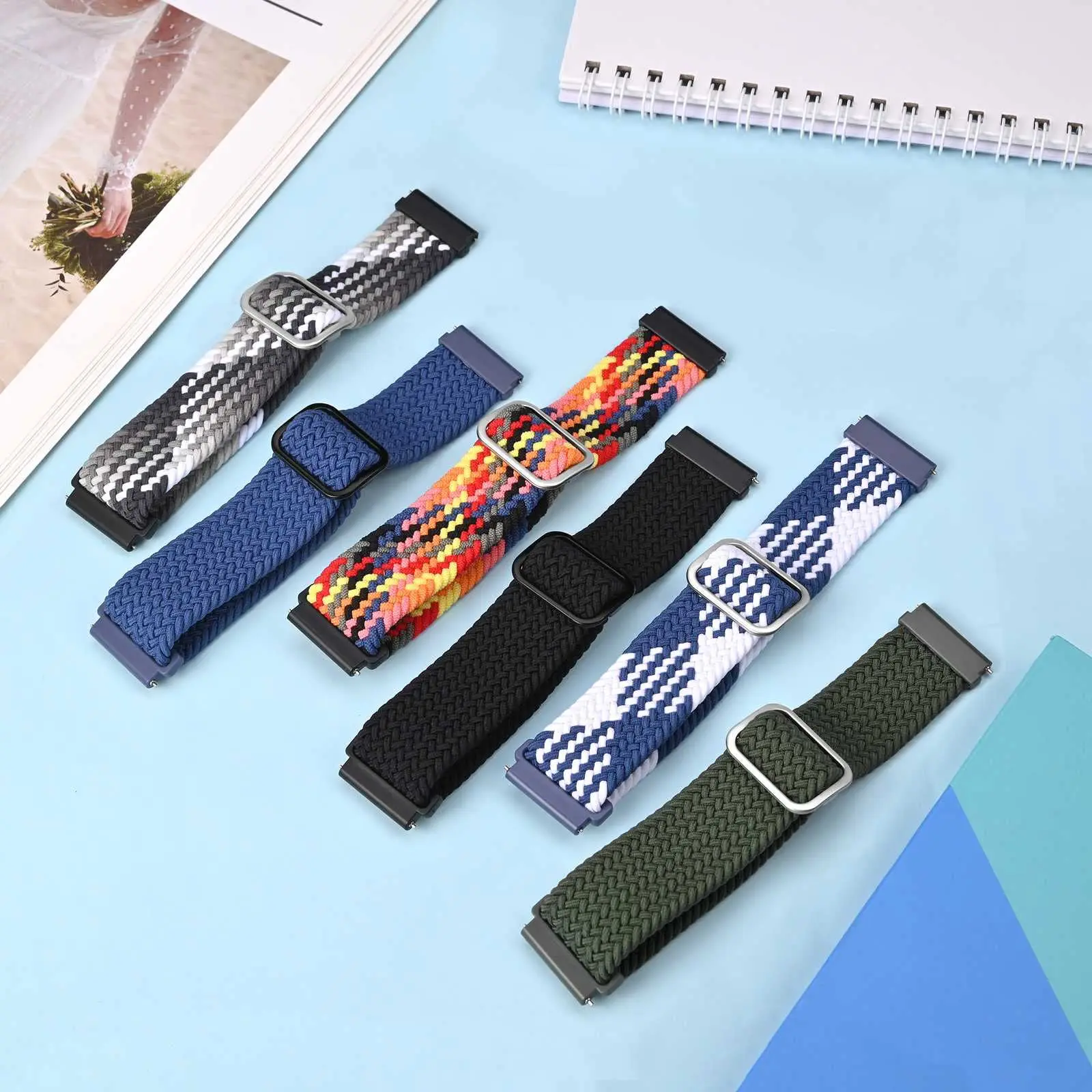 

20mm 22mm Nylon Braid Strap Compatible With Samsung Galaxy Watch 4/5/6 40mm 44mm/Gear S3/Active 2 Sport Strap Adjustable Buckle