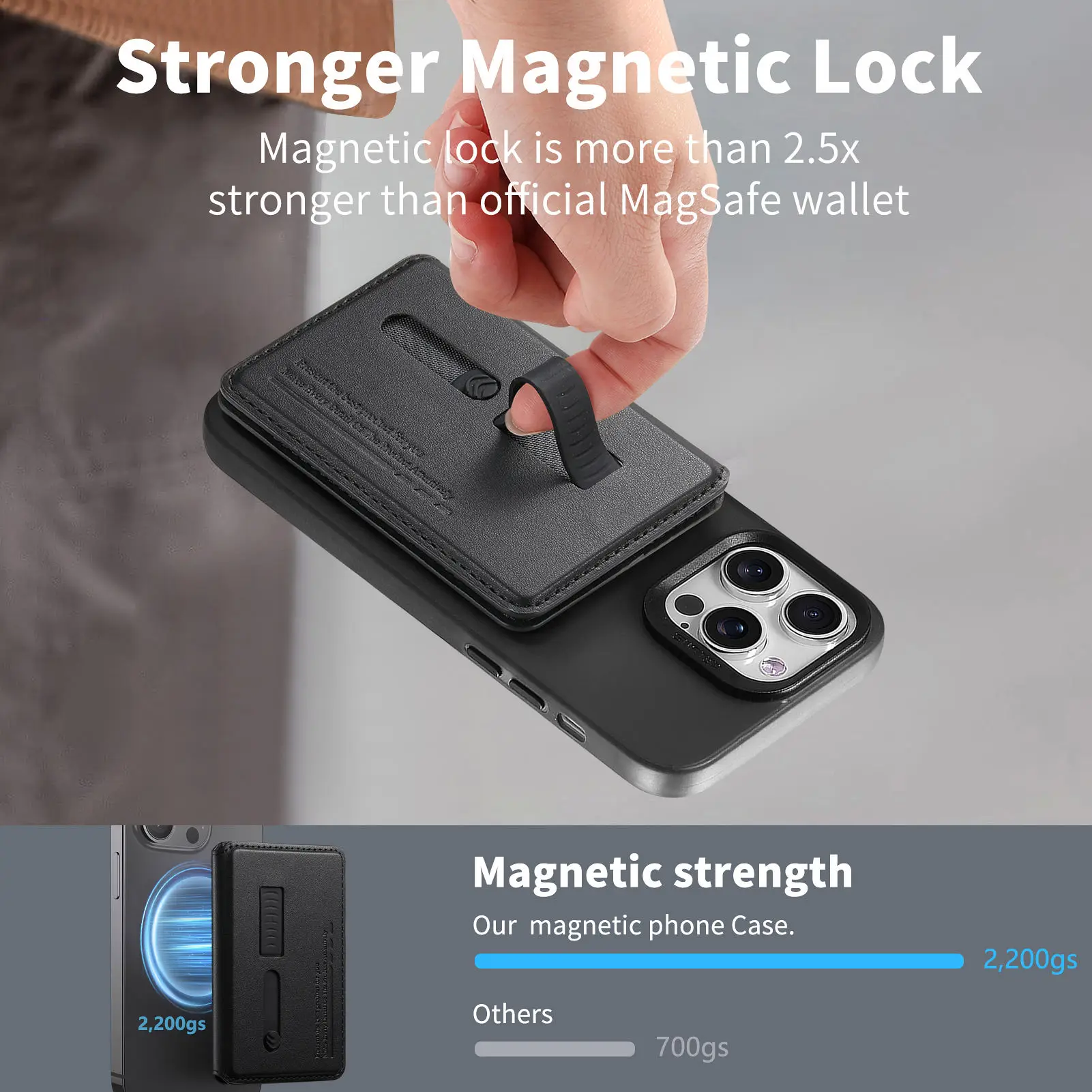 Starke magnetische Leder-Geldbörse mit verstecktem Ständer für Magsafe für iPhone 17 16 Pro Max 15 Plus 14 13 Kartenhalter-Taschenabdeckung – Detail 9