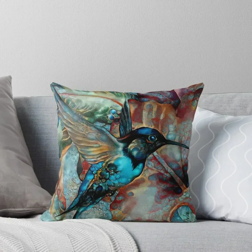 

Colibri des vignes, hummingbird, colibri, lea roche paintings Throw Pillow Luxury Sofa Cushions pillow