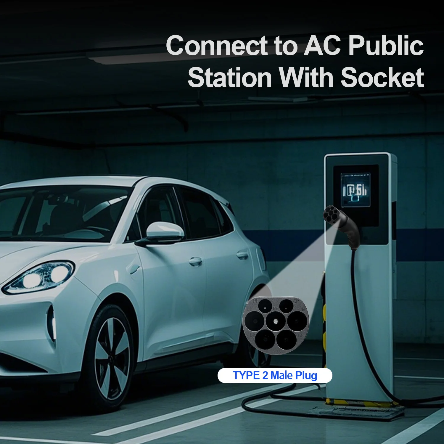 Kolanky نوع 2 ذكر EV التوصيل 1P/3 المرحلة شحن بندقية رئيس 16A/32A IEC 62196-2 EV موصل شاحن الاتصال بمحطة شحن EV