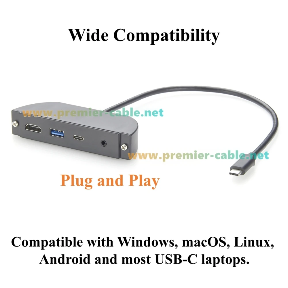 Schraubbefestigter USB-C-Hub 4-in-1 Multiport-Adapter 4K@60Hz HDMI 10Gbps USB-A & USB-C Datenport 3,5mm Audio-Kopfhörer- & Mikrofonanschluss – Detail 7