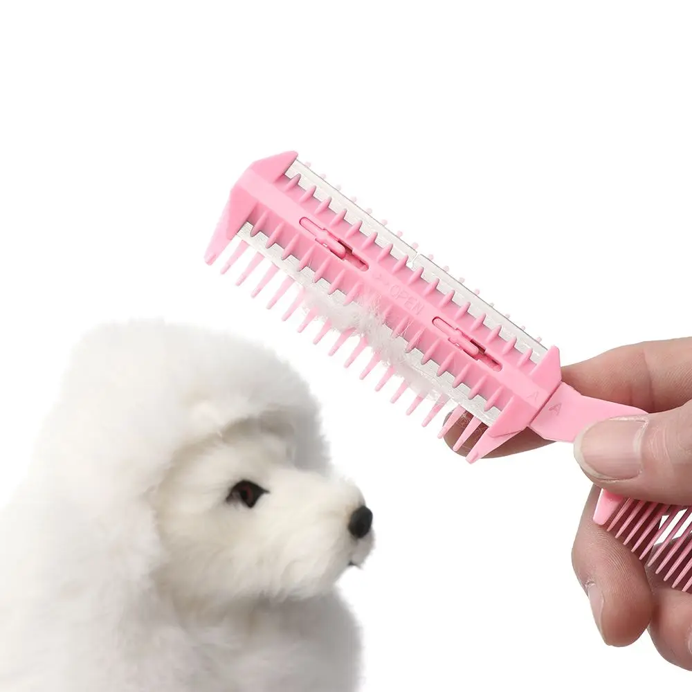 2Pcs Durable Convenient Disassembled Razor Hairdressing Tool Fur Cleaner Cat Brush Grooming Comb Dog Scissor Pet Hair Trimming