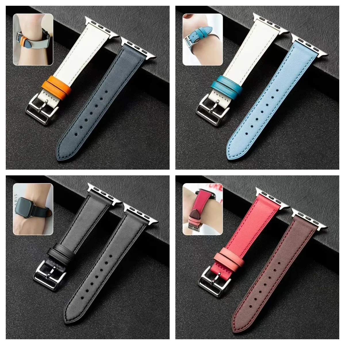 Leather Watch Strap for Apple Watch Band 44mm 49mm 45mm 46mm 42mm 40mm 41mm Sport Bracelet IWatch Series Ultra 10-9-8-7-6-5-4-SE