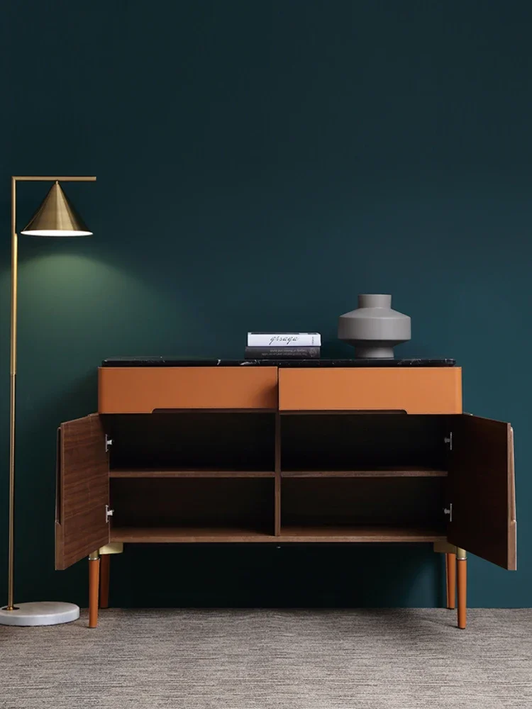 خزانة شرفة فاخرة وخفيفة الوزن أمريكية موديل غرفة بهو دخول خزانة أحذية برتقالية هيرميس خزانة جانبية إيطالية ضد #4