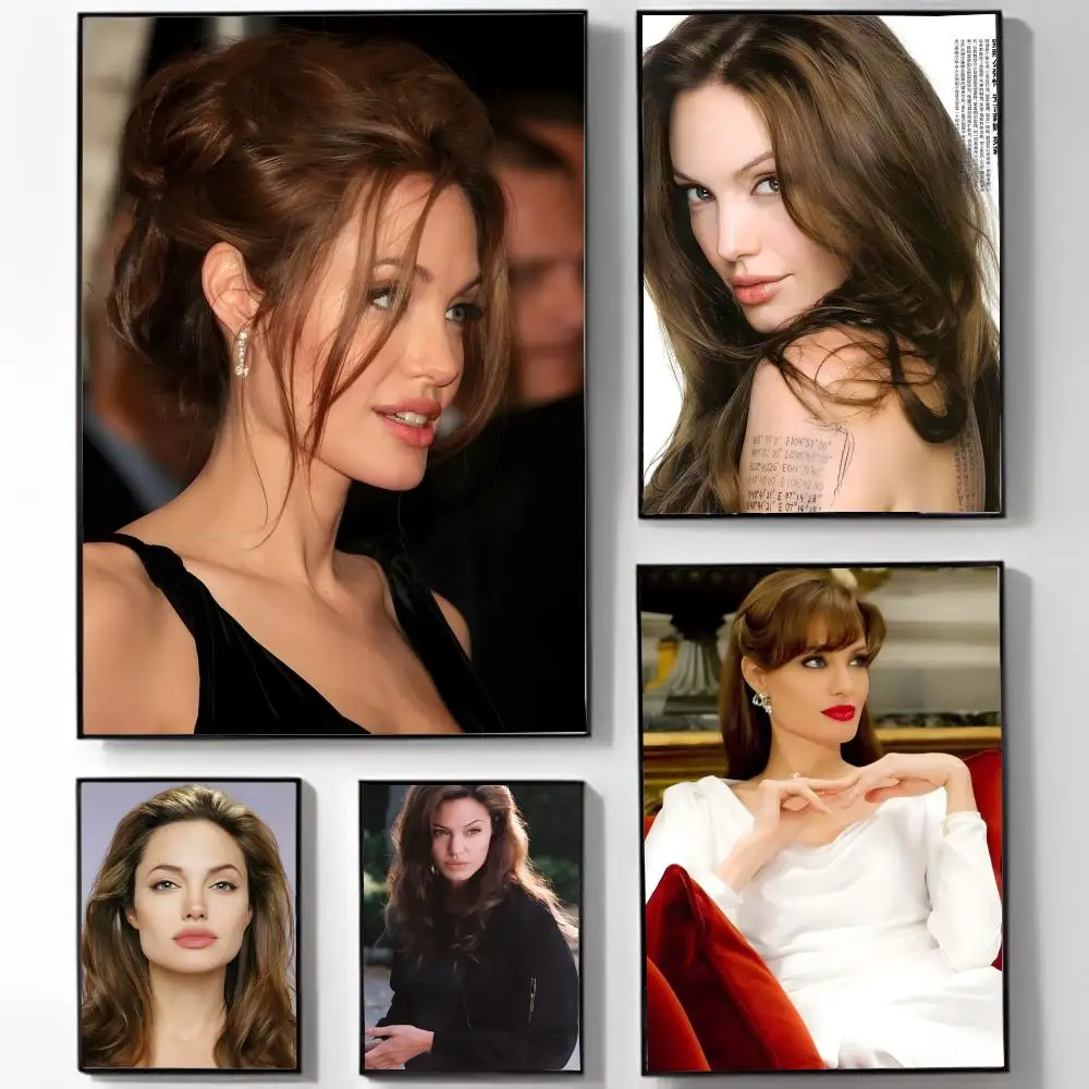 fashion portrait Angelina Jolie Poster Self-adhesive Art Waterproof Sticker Coffee House Dorm Room Wall Decor