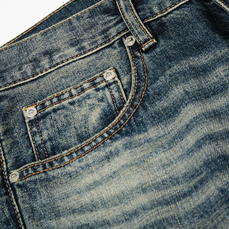 2025 primavera y otoño moda americana de los hombres High Street lavado Vintage Punk básico Casual tubo recto pantalones vaqueros sueltos