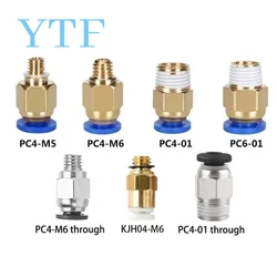 5pcs 3D Printer Quick ConnectorV6 V5 J-Head Bowden Pneumatic Mouth PC4-01M6 M5 m10 KJH Through