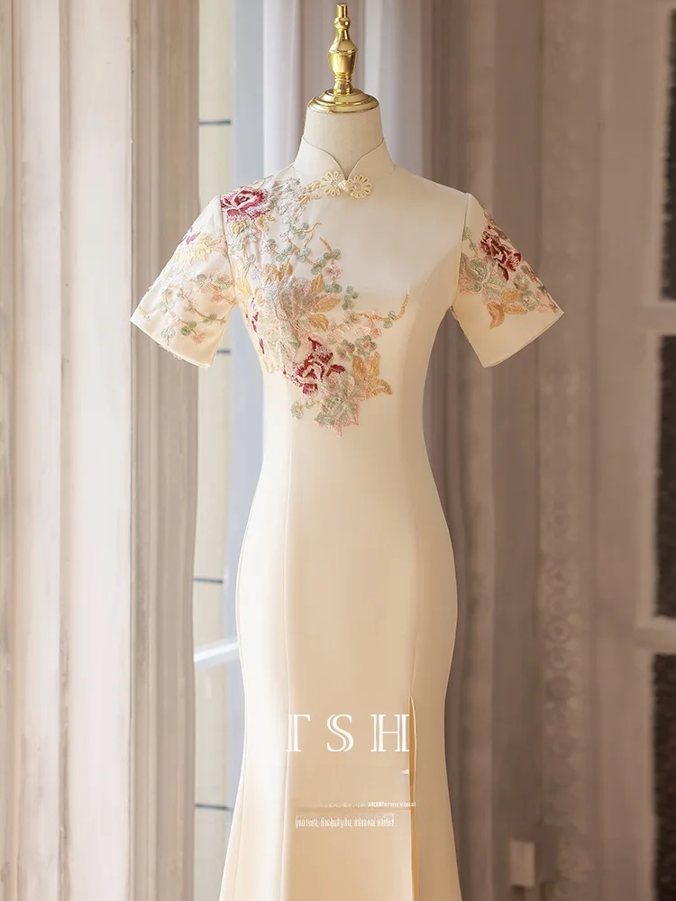 

Вечернее платье Champagne Young Sle для женщин, элегантное, высококачественное, с вышивкой, на молнии, с завышенной талией, длинная юбка