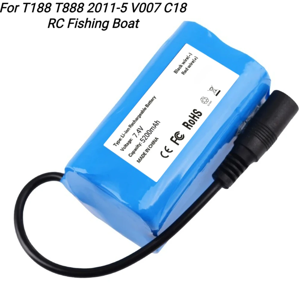 

2S2P 7.4V 5200mAh Battery For T188 T888 2011-5 V007 C18 H18 V18 D18B FX88 Remote Control RC Fishing Bait Boat Battery Parts.