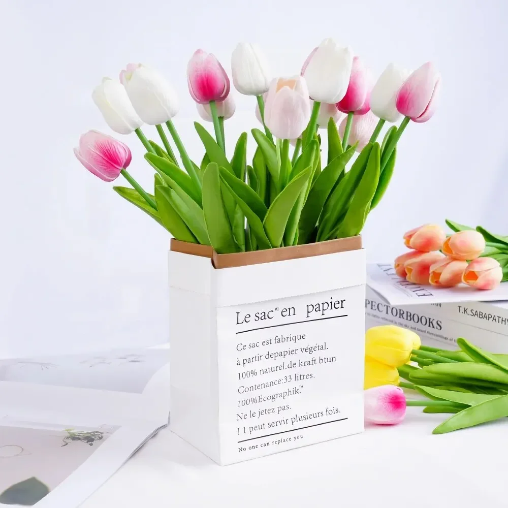 

10pcs Artificial Tulips Flowers, Real Touch Tulips Fake Tulip Bouquet, Home Office Room Decorations, Vase Bouquet, Wedding