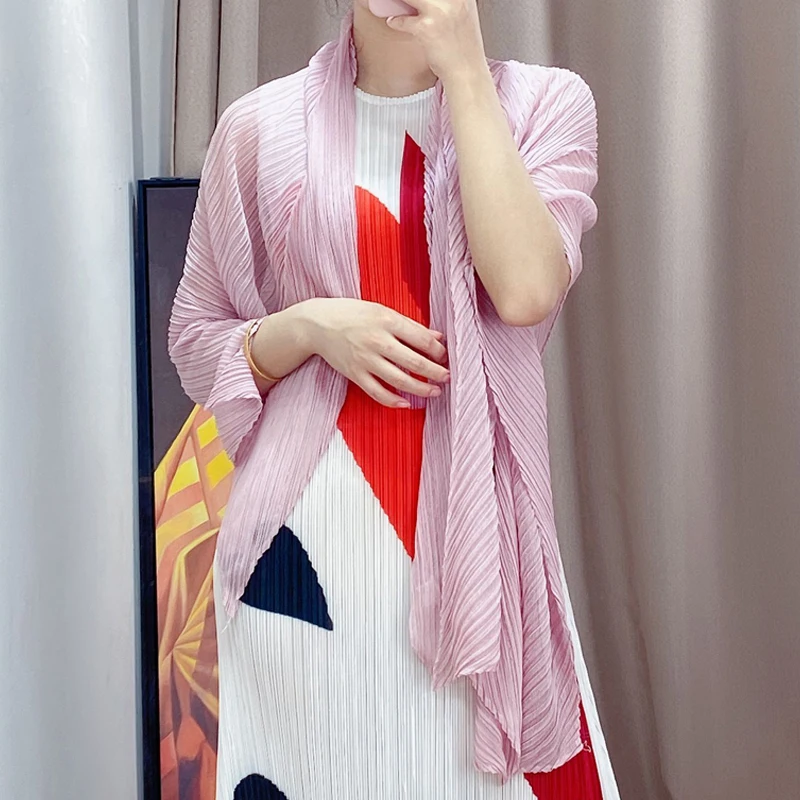 Women Scarf Miyake pleated Fashion summer Solid Casual and versatile Scarves