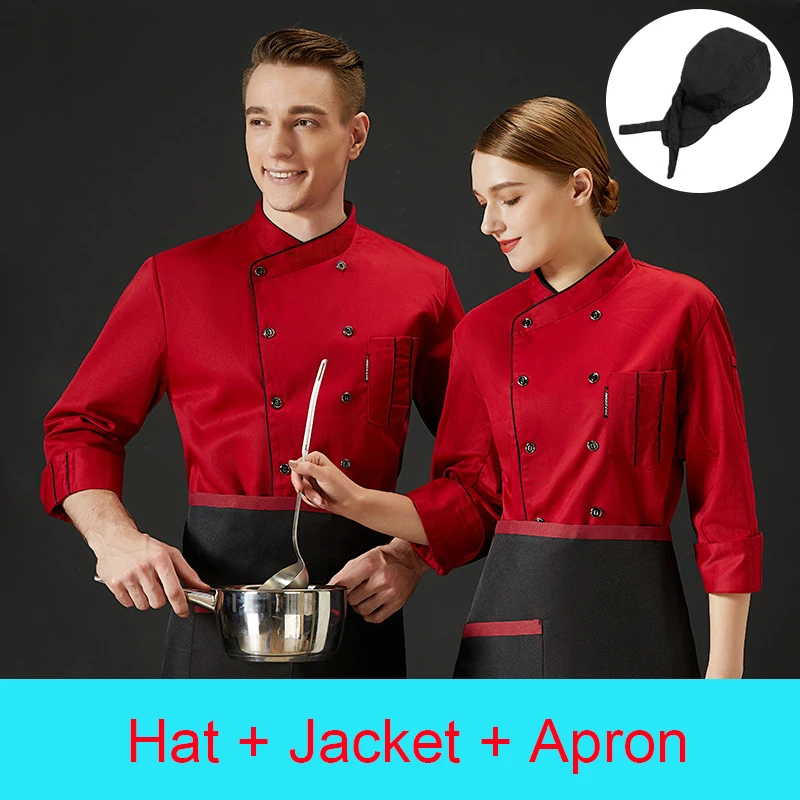 

Autumn Chef Jacket Hotel Kitchen Uniform Woman Bakery Cook's Costume Restaurant Chef's Clothes Cafe Cook Apron for Man