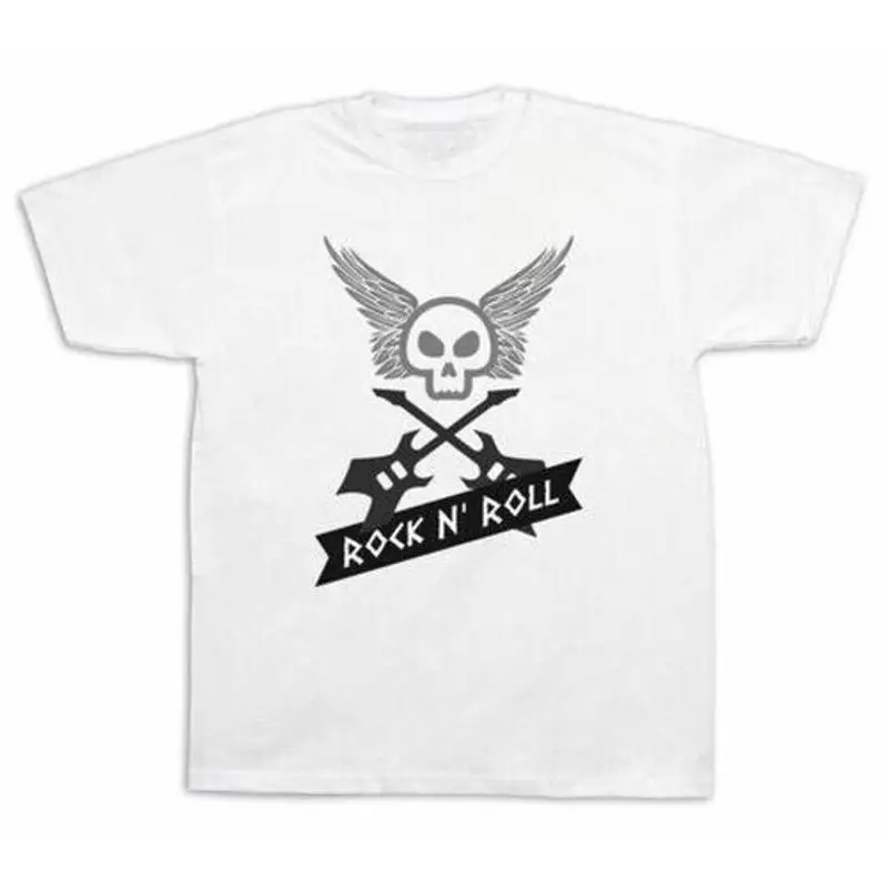 

New Mens cotton Tshirt print Rock N roll Guitar freak skull graphic design