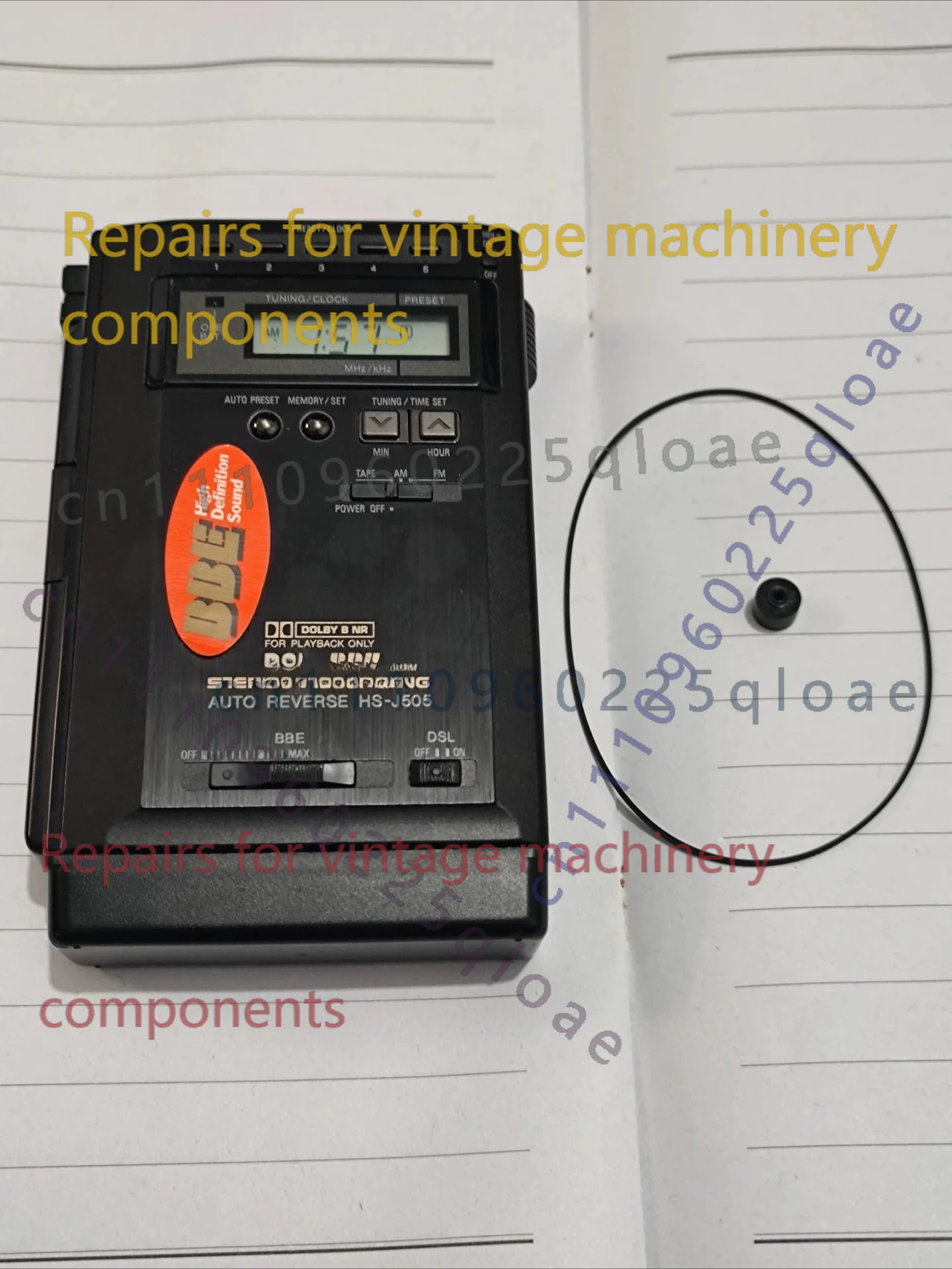 Kit de repuesto de correa de transmisión y rodillo de presión para Aiwa HS-J505, piezas de repuesto para reparación del mecanismo de cinta de Walkman