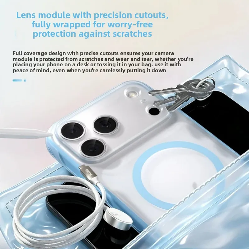 BLUEO Skin-friendly Magnetic Case for IPhone 17 Pro Max Silicone Hard Back Cover Anti-stain Shockproof Full Coverage Cover
