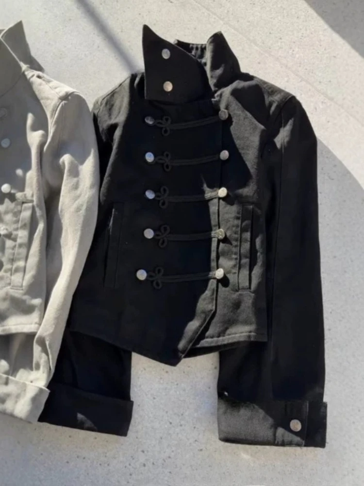 Mens Jacket Napoleon Y2K Streetwear Button Up Harajuku Unisex Oversized Gothic Punk Hip Hop Long Sleeve Subculture Fashion New