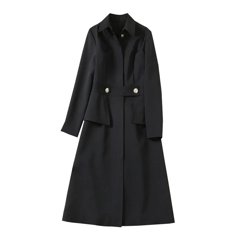 

Высококачественное женское зимнее шерстяное пальто с длинным рукавом и отложным воротником