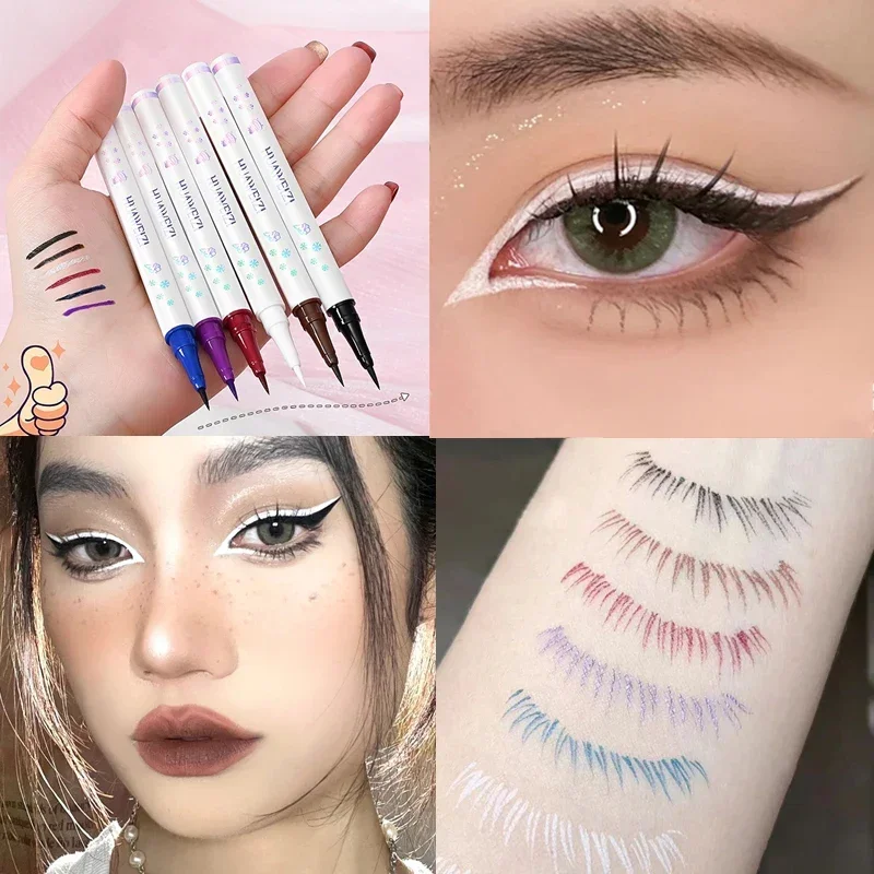 Colored Eyeliner Pencil Matte Waterproof Long Lasting Eyeliner Liquid Pen Quick-drying No Blooming Black White Eye Makeups Tools