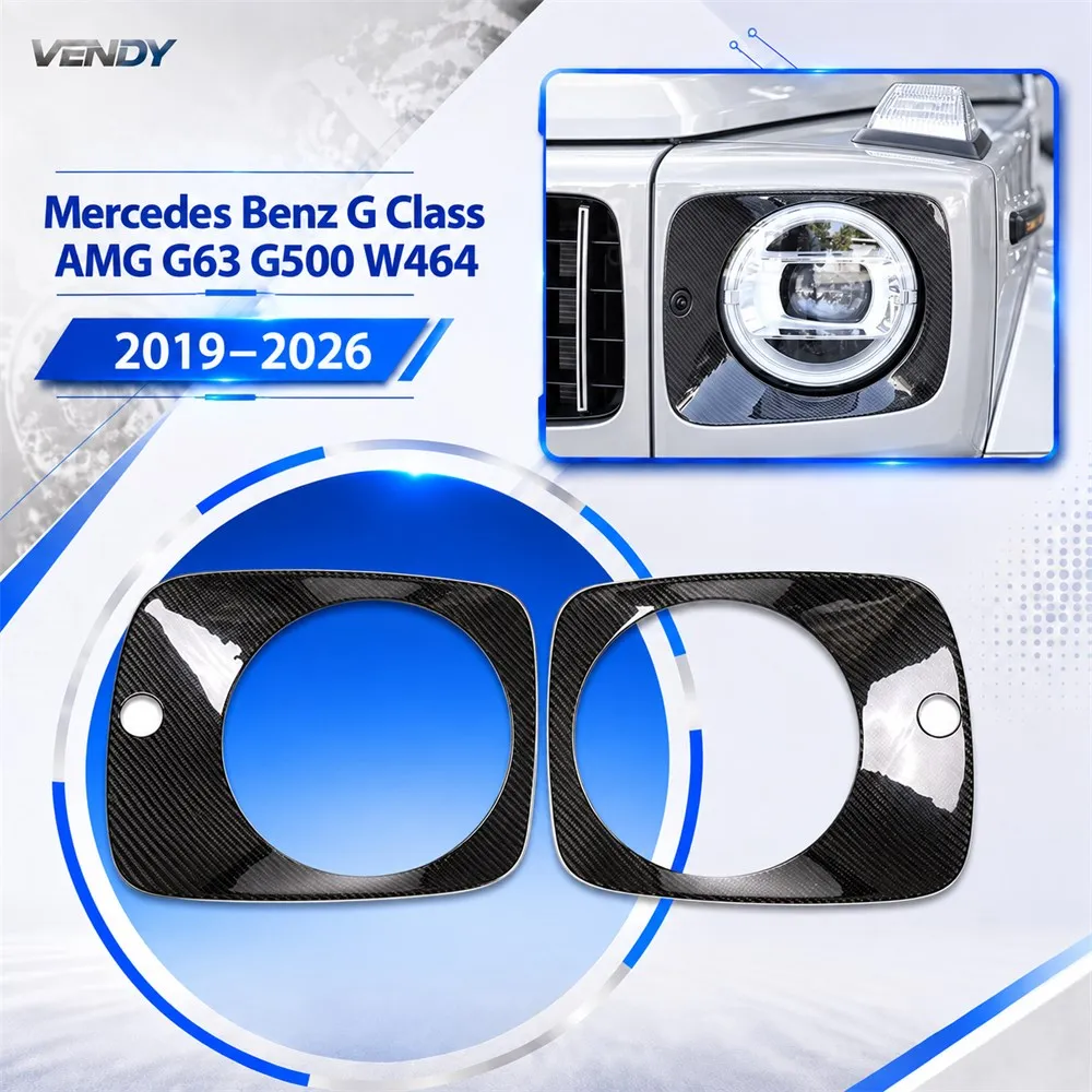 Real Carbon Fiber For Mercedes Benz G Class AMG G63 G500 W464 2019-2026 Headlight Panel Decorative Cover Trim Accessories