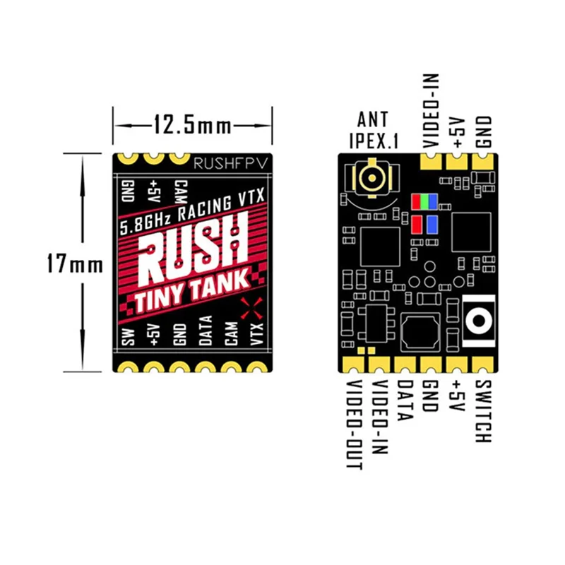 A42T-RUSH خزان صغير نانو VTX 48CH 350Mw الارسال 5 فولت المدخلات ث/LED لوح تمديد FPV الارسال ل FPV سباق Whoop