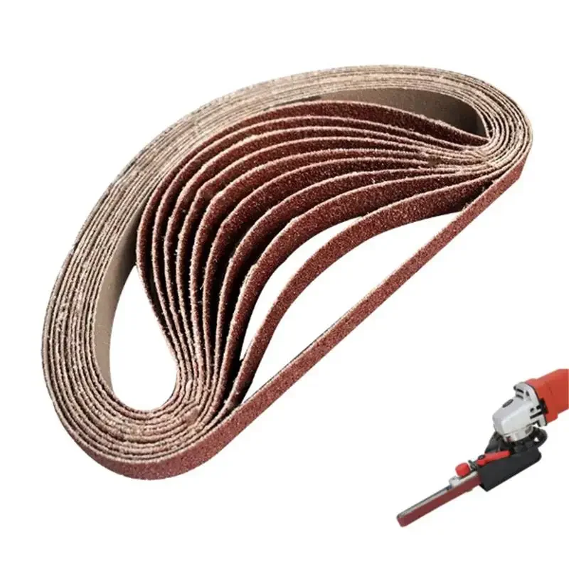10 pieces/set 60-600 coarse sand 15mm x 452mm angle grinder belt polishing belt adapter sanding polishing