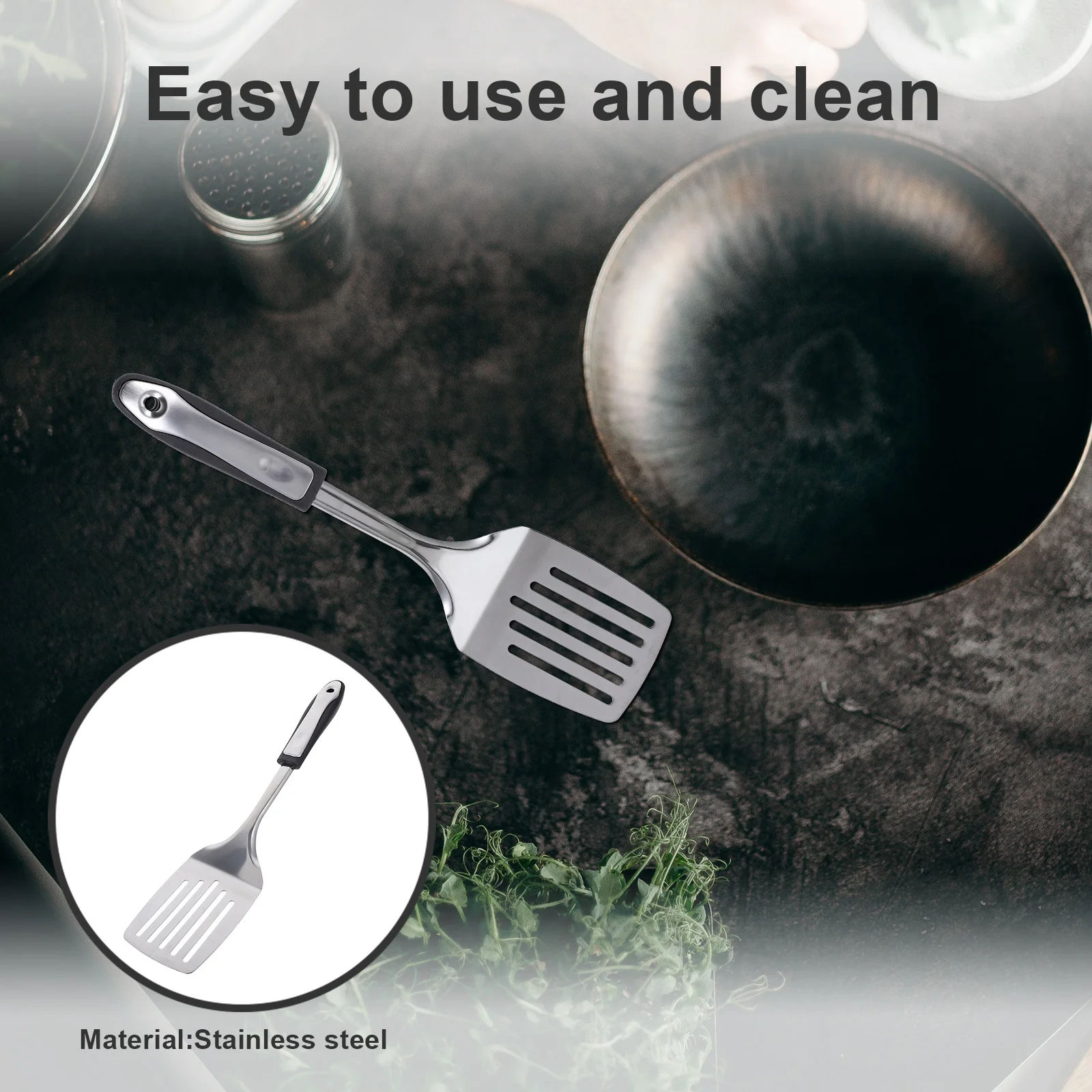 1 Buah Spatula Steak Premium Stainless Steel dengan Lubang untuk BBQ, Perlengkapan Dapur Rumah dan Restoran, Pegangan Anti Selip, Dapat Digantung