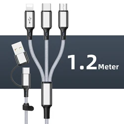 Cable de carga multipuerto Usb 3 en 1, Micro cargador tipo C, Cable de teléfono móvil para iPhone 14, 13, 12, Huawei