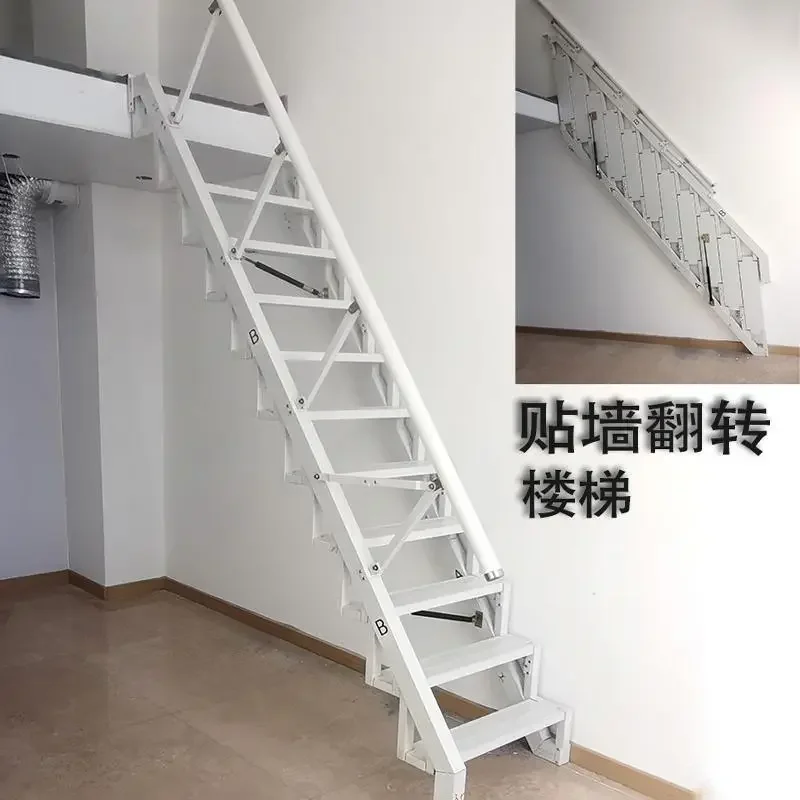 Folding stairs against the wall Household attic Side wall step ladder loft Duplex small apartment escalator